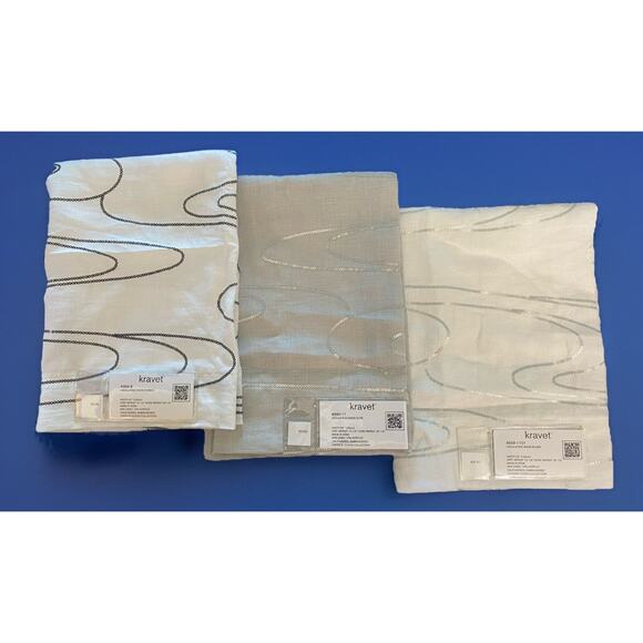 3 Kravet Candice Olson Undulating Wave Linen Blend Sequins Fabric Samples 25"sq. - Picture 1 of 5